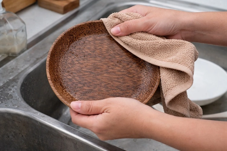 Langsung lap piring setelah dicuci, Sumber: AI